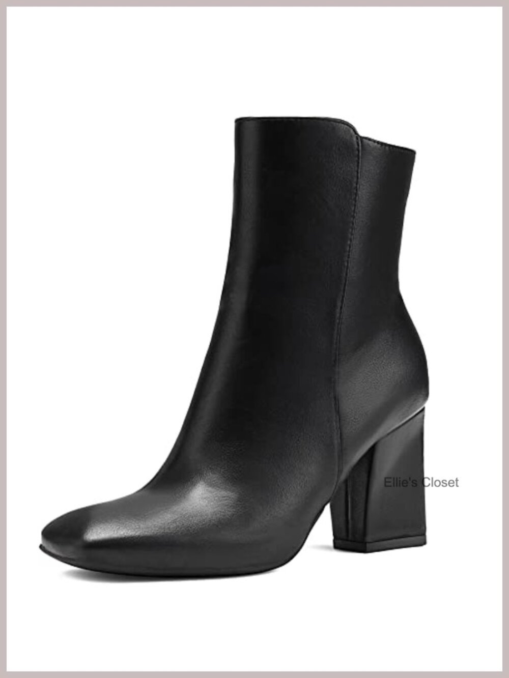 Women's Square Toe Mid Calf GoGo Boots Chunky Block Heel Side Zipper PU Booties